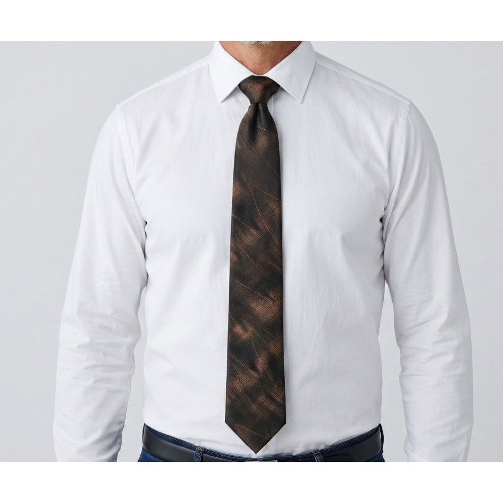 Cerruti 1881 Silk Tie Brown Bronze Made In France Designer Necktie